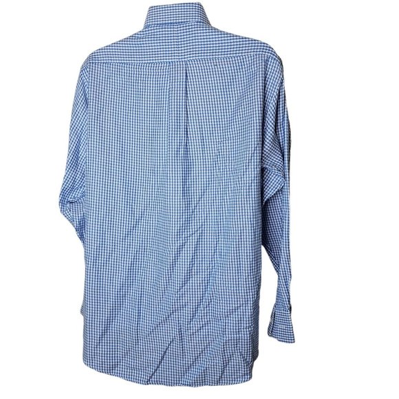 Michael Michael Kors Button-Front Long-Sleeve Shirt Size Large Blue Houndstooth - Picture 3 of 4